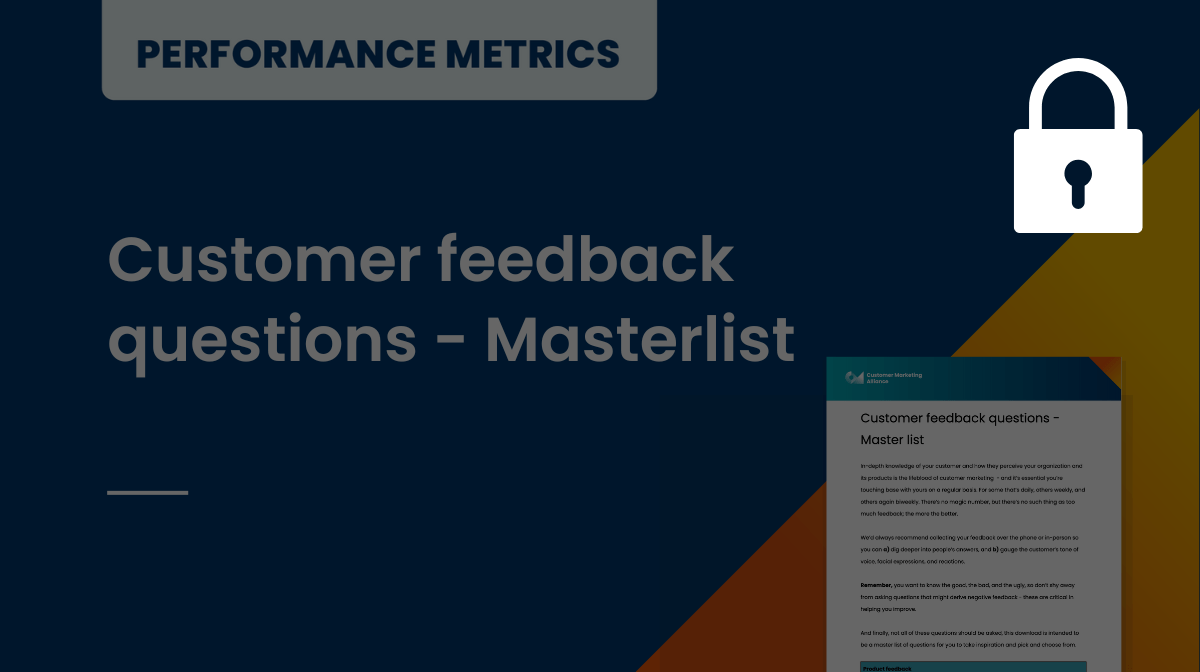 Customer feedback questions - Masterlist