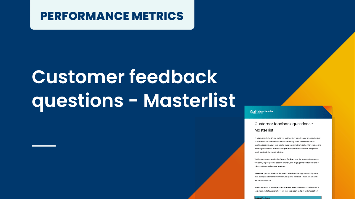 Customer feedback questions - Masterlist