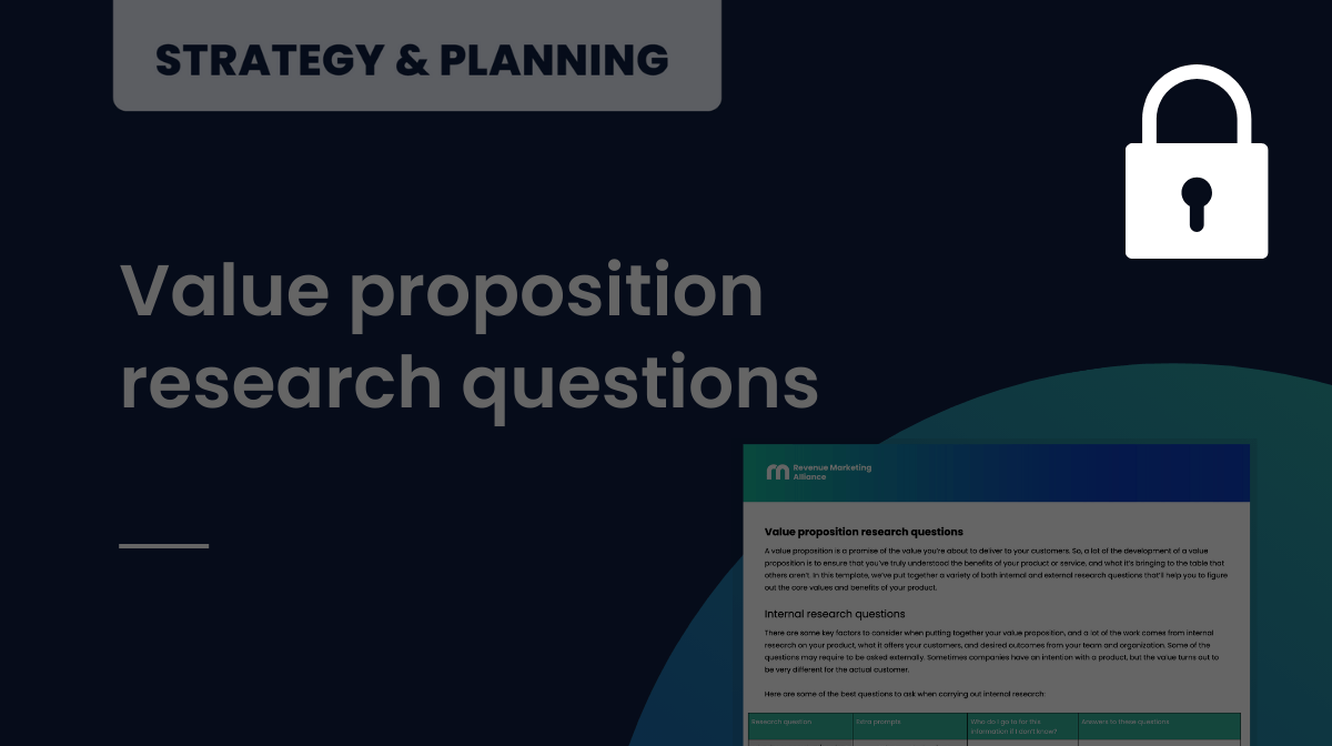 Value proposition research questions