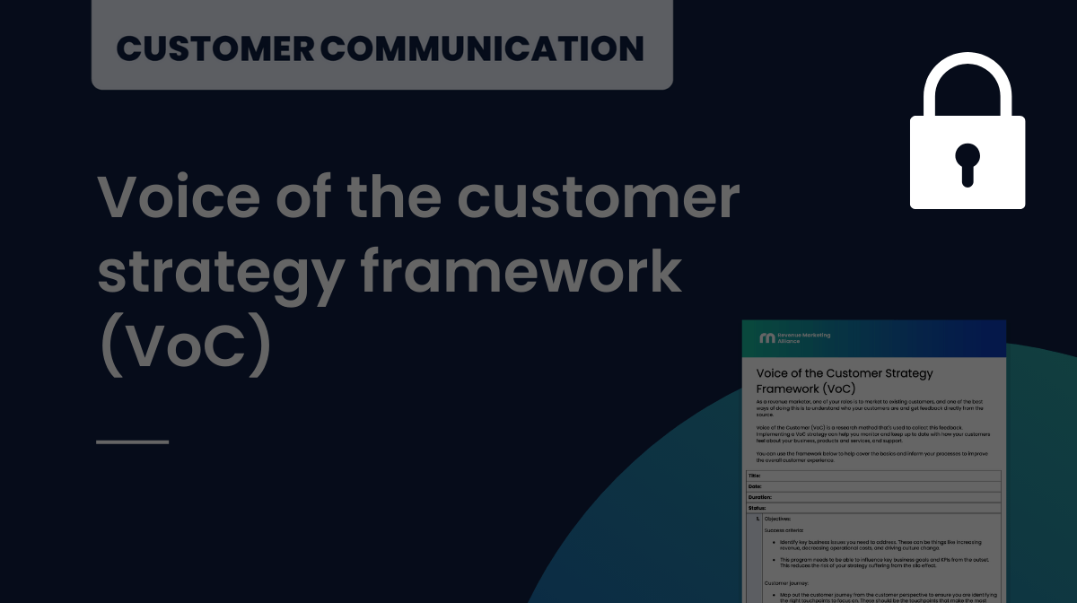 Voice of the customer strategy framework (VoC)