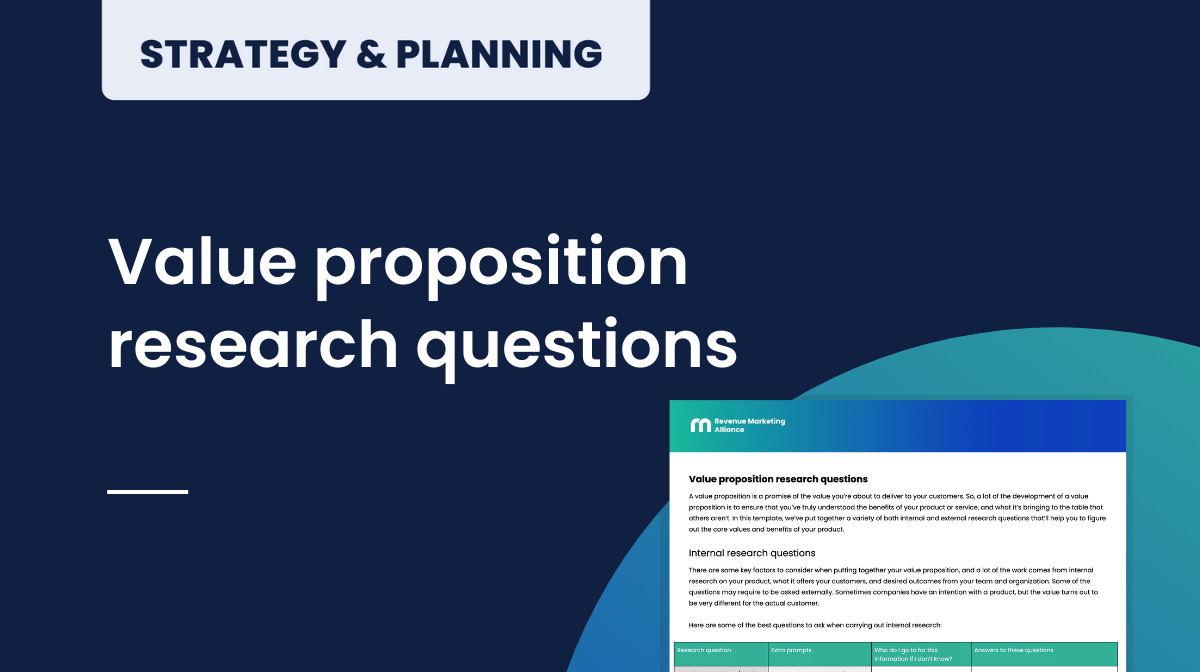 Value proposition research questions