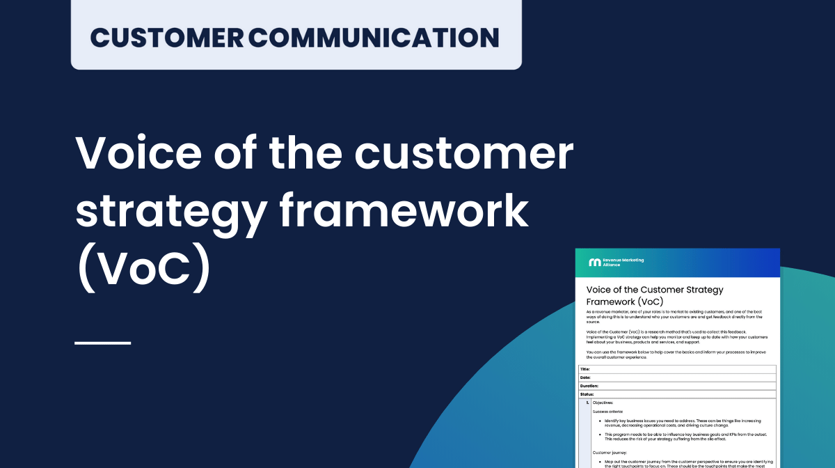 Voice of the customer strategy framework (VoC)